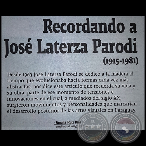 Recordando a Jos Laterza Parodi (1915-1981) - Por Amalia Ruiz Daz - Domingo, 16 de Julio de 2017